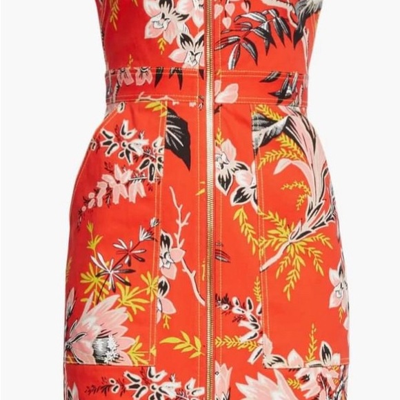 NEW Diane Von Furstenberg Floral Zip Front Sheath Dress - Size 0 - Picture 9 of 9